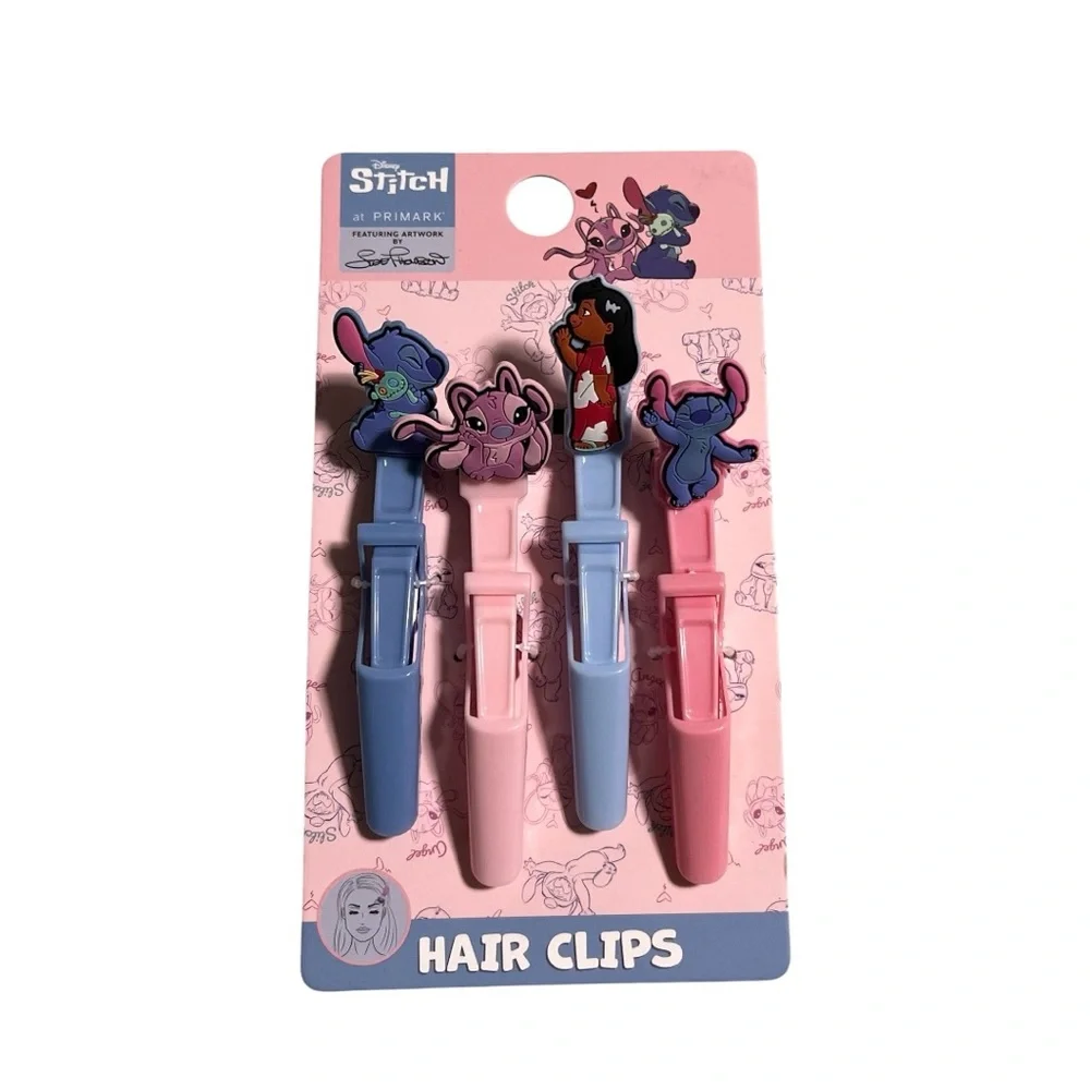 Disney Stitch Blue and Pink Cartoon Hair Clips NWT